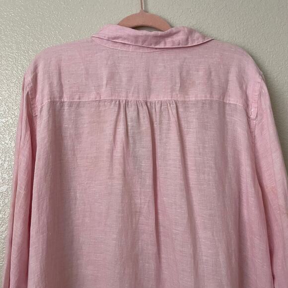 CP Shades Dress Womens Large Pink 100% Linen Mini Tunic Pockets Lagenlook Beach - Picture 7 of 13